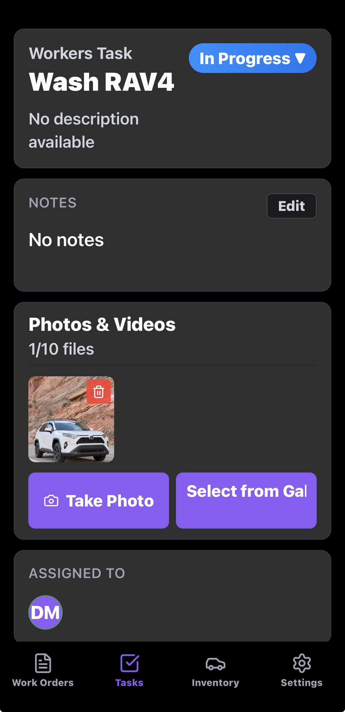 Task with Photo Documentation